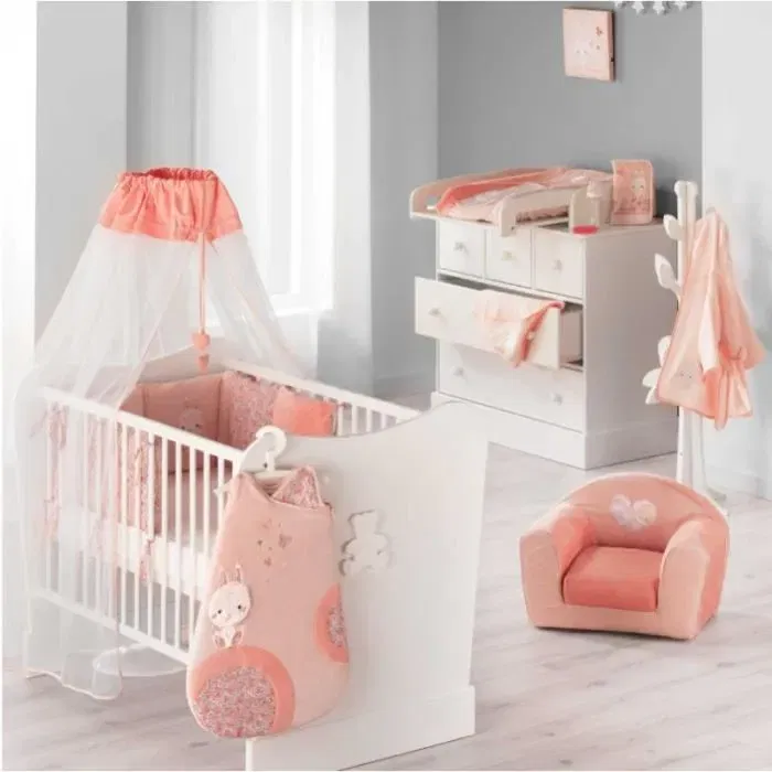 Domiva Gigoteuse bébé velours chaud et douce 'Lapinou' rose - 6-36 mois - 100% polyester 280g/m2 - Réglable par pressions - Conforme aux normes de sécurité