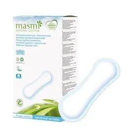 MASMI - Compresses anatomiques écologiques en coton bio - Lot de 16 unités - Sans parfum, sans cellulose - Certifiées GOTS