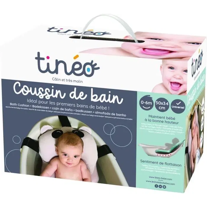 Tineo - Coussin de bain bébé avec système d'attache universel et séchage rapide, maille et microbilles, pour nouveau-nés 0-6 mois