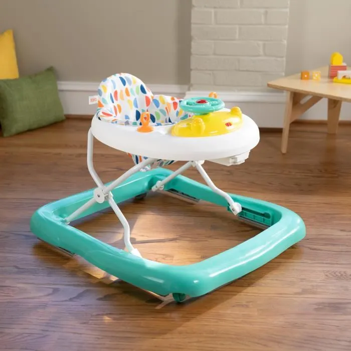 Bright Starts Trotteur bébé évolutif pliable 2-en-1 - Jouet d'éveil amovible avec lumières, sons, musique, hauteur réglable - Pour 6 à 12 mois