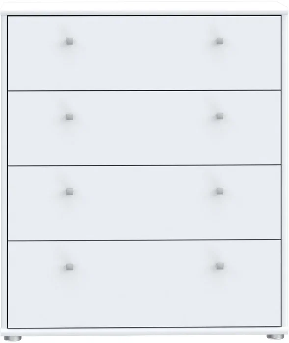 Commode TEMPRA 4 Tiroirs Blanc Mat, 73.7 * 34.8 * 85.5 cm, Rangement Elégant et Moderne