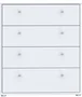 Commode TEMPRA 4 Tiroirs Blanc Mat, 73.7 * 34.8 * 85.5 cm, Rangement Elégant et Moderne