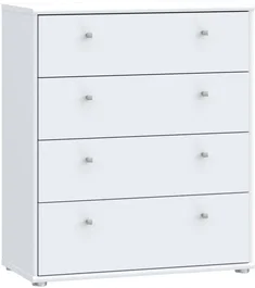 Commode TEMPRA 4 Tiroirs Blanc Mat, 73.7 * 34.8 * 85.5 cm, Rangement Elégant et Moderne