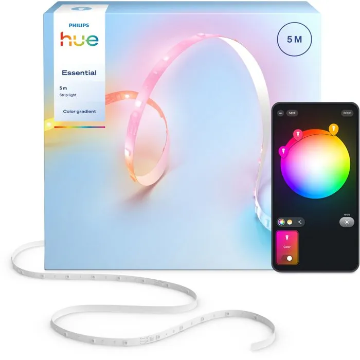 Philips Hue Essential - Ruban LED intelligent - 5 mètres - Millions de couleurs - Contrôle par application et commande vocale (Alexa, Google Assistant, Apple Home) Philips Hue Essential - Ruban LED intelligent - 5 mètres - Millions de couleurs - Contrôle par application et commande vocale (Alexa, Google Assistant, Apple Home)