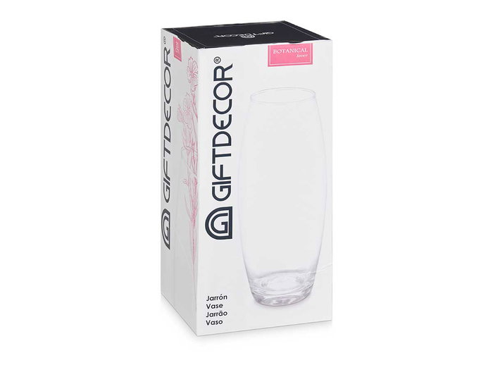 GIFTDECOR Vase en Cristal Bombé Transparent 32cm