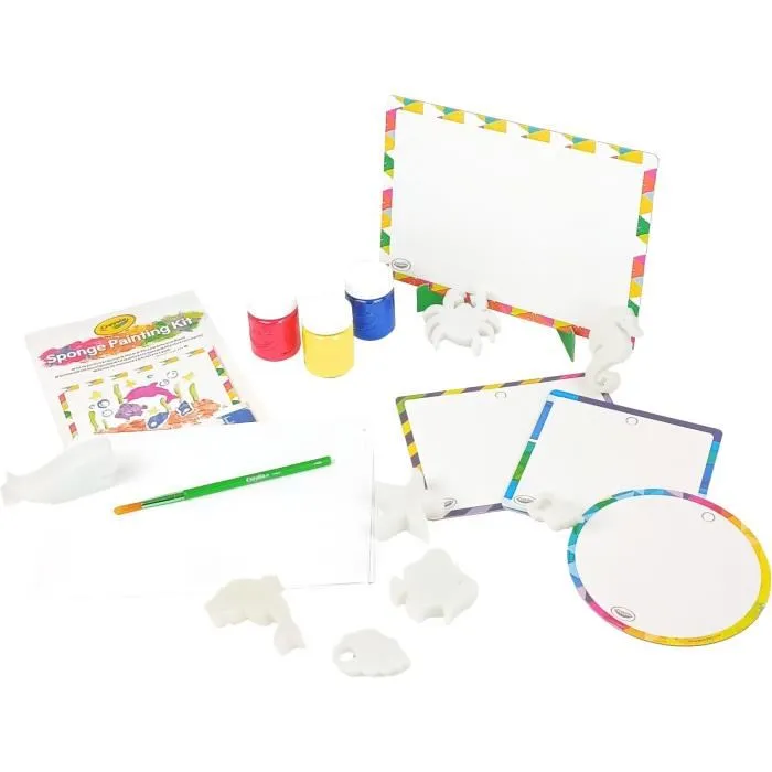 Crayola Kit de peinture à l'éponge pour enfants dès 5 ans - 6 gabarits, peintures lavables et cadres inclus - Activité créative