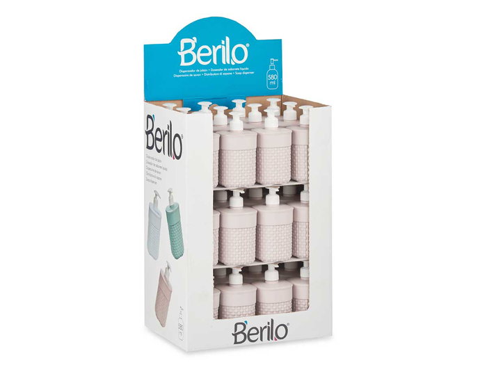Berilo Dosificateur Plastique Salle de Bain 580 ml Rose 16,5 x 71 x 9 cm (Set de 36)
