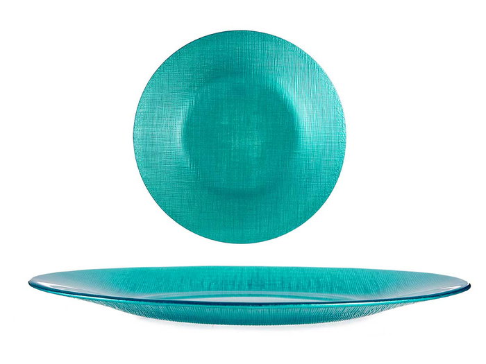 Vivalto Assiette en verre 27 cm turquoise (Set de 12)