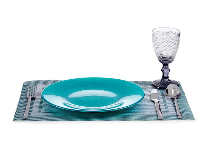 Vivalto Assiette en verre 27 cm turquoise (Set de 12)