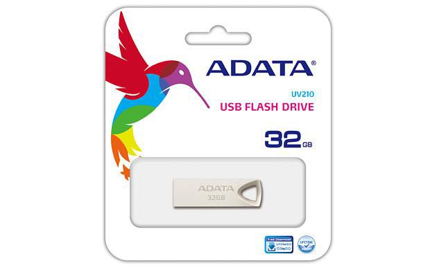 ADATA UV210 Clé USB 32GB en Métal Zinc-Alloy, sans capuchon, résistante à l'eau, USB 2.0, avec anneau pour porte-clés