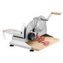 Ritter PIATTO-5 Cortafiambres Manuel Élégant avec Hacherette Dentée 17 cm, Manivèle Métal et Manche Bois Hêtre, Plateau en Bambou FSC et Pads Antidérapants