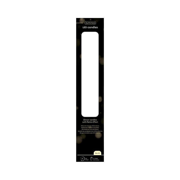 Lumineo Bougie LED en cire verte effet flamme, Ø2,2 x 24,5 cm, pack de 2