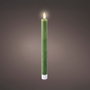 Lumineo Bougie LED en cire verte effet flamme, Ø2,2 x 24,5 cm, pack de 2