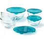 Pyrex - Lot de 5 jattes en verre avec couvercles - 2x 0,5L + 1x 1L + 2x 2L - Résistantes aux chocs thermiques, sans BPA, pour congélation et four