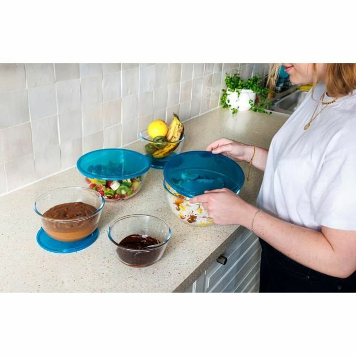 Pyrex Lot de 5 jattes avec couvercle (2x 0,5L, 1x 1L, 2x 2L)
