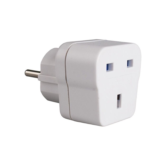 Solera Adaptateur anglais vers type C/E/F blanc 13A 4,8mm Solera Adaptateur anglais vers type C/E/F blanc 13A 4,8mm