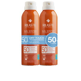 Rilastil SUN SYSTEM Spray Solaire SPF50+ Transparente Dry Touch Pack 2 x 200 ml Femme Protection UVA UVB Résistant à l'Eau