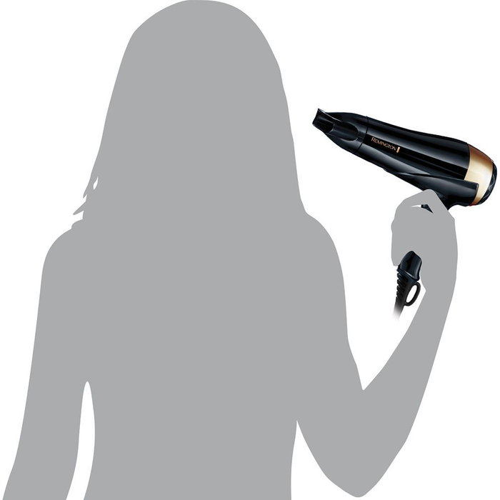 Remington D6098 Secateur de cheveux ionique Eclat Brillance 2200W noir avec diffuseur et concentrateur