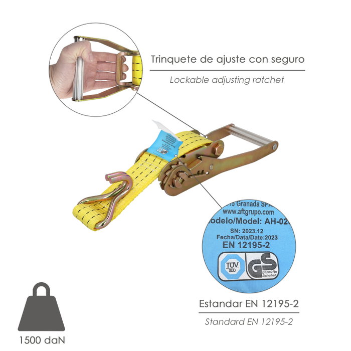 WOLFPACK LINEA PROFESIONAL Sangle d'arrimage avec cliquet 4 m x 25 mm WOLFPACK LINEA PROFESIONAL Sangle d'arrimage avec cliquet 4 m x 25 mm