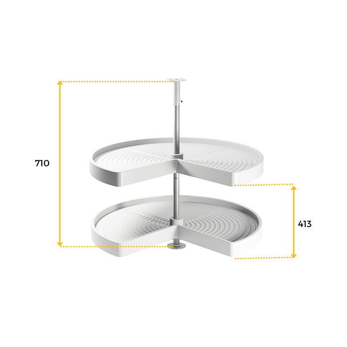 Emuca jeu de plateaux rotatifs Shelvo 3/4, pour module de 900mm, plastique et aluminium, Blanc