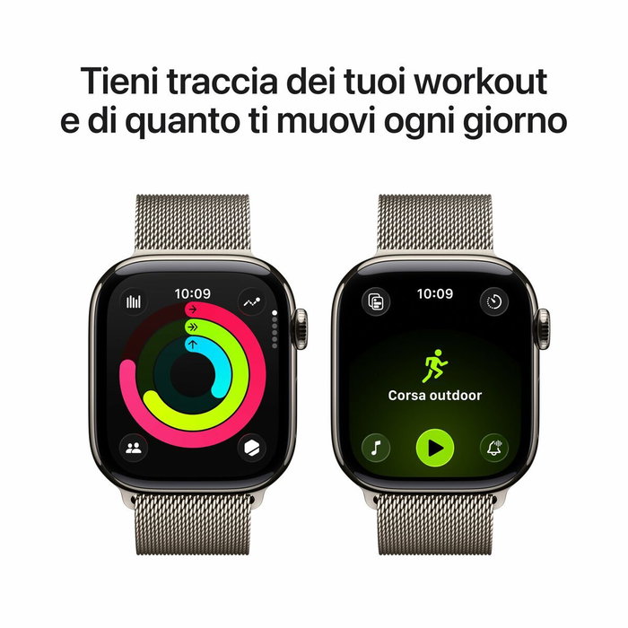 Apple Watch Series 11 GPS + Cellular 42 mm Titane Naturel avec Bracelet Milanese Loop
