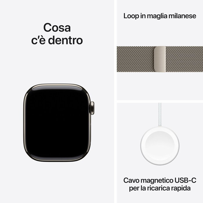 Apple Watch Series 11 GPS + Cellular 42 mm Titane Naturel avec Bracelet Milanese Loop