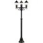 Brilliant Lampadaire extérieur 3L CARLEEN - Noir - Métal et verre - 200 cm - IP44 - Éclairage jardin 3 flammes