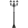 Brilliant Lampadaire extérieur 3L CARLEEN - Noir - Métal et verre - 200 cm - IP44 - Éclairage jardin 3 flammes
