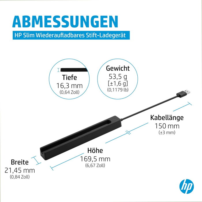 HP Station de charge pour stylet rechargeable ultra-plat Noir