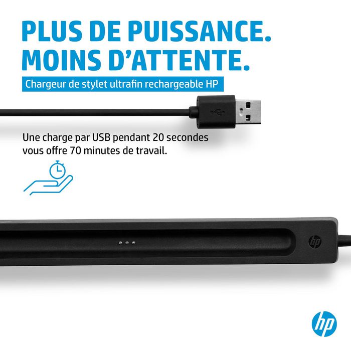 HP Chargeur USB pour stylet rechargeable ultra-plat - Recharge filaire rapide via broches Pogo