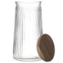Home Deco Factory Bocal en verre cannelé avec couvercle en acacia 1,3 L