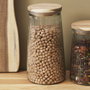 Home Deco Factory Bocal en verre cannelé avec couvercle en acacia 1,3 L
