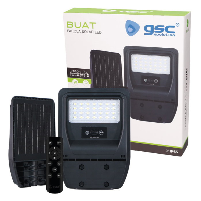 GSC Evolution Farola solar LED Buat avec capteur de mouvement et crépusculaire 5W 4000K IP65 GSC Evolution Farola solar LED Buat avec capteur de mouvement et crépusculaire 5W 4000K IP65