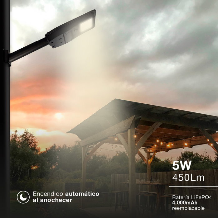 GSC Evolution Farola solar LED Buat avec capteur de mouvement et crépusculaire 5W 4000K IP65 GSC Evolution Farola solar LED Buat avec capteur de mouvement et crépusculaire 5W 4000K IP65