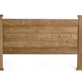 GINER Y COLOMER Tête de lit en bois massif de teck 180 cm, motif circulaire taillé oriental, naturel, 110 cm de haut, sans montage