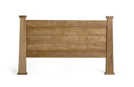 GINER Y COLOMER Tête de lit en bois massif de teck 180 cm, motif circulaire taillé oriental, naturel, 110 cm de haut, sans montage