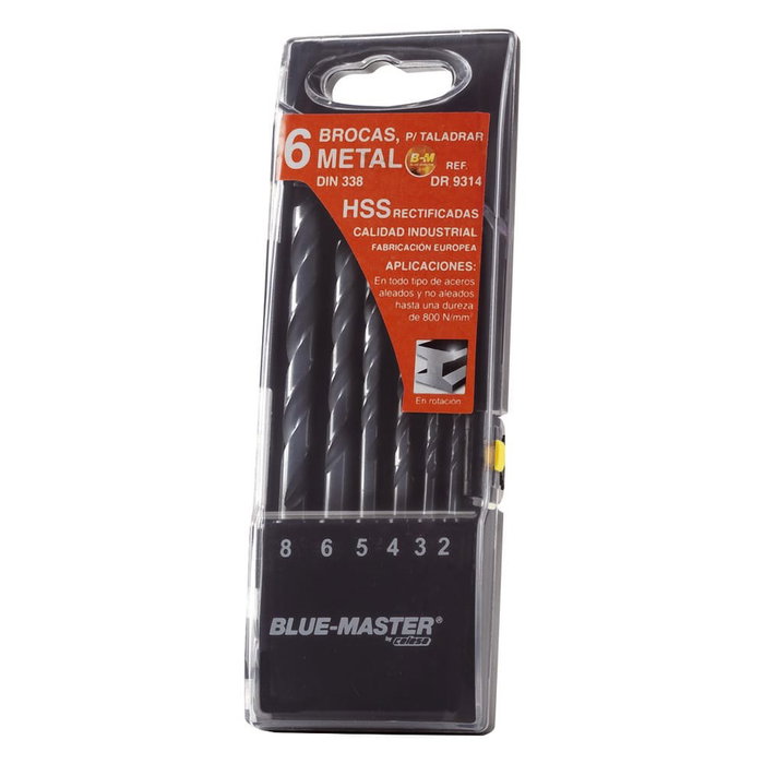 Bluemaster Jeu de 6 forets HSS rectifiés DIN 338 ø2-8 mm Bluemaster Jeu de 6 forets HSS rectifiés DIN 338 ø2-8 mm