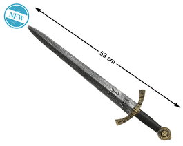 Épée courte médiévale de 53 cm avec poignée dorée pour guerrier, accessoire pour déguisement de chevalier ou fête médiévale
