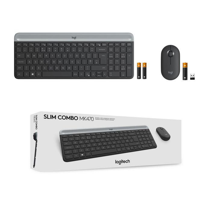 Logitech MK470 Combo Clavier et Souris Sans Fil Silencieux et Fin - Profil Slim pour Windows - Clavier AZERTY Français