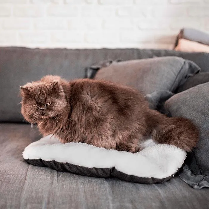 Ferplast Coussin pour Chien Relax 45/2 Double Face Coton/Fourrure - Gris/Blanc - 55 x 36 cm - Lavable Machine - Confort Toute l'Année