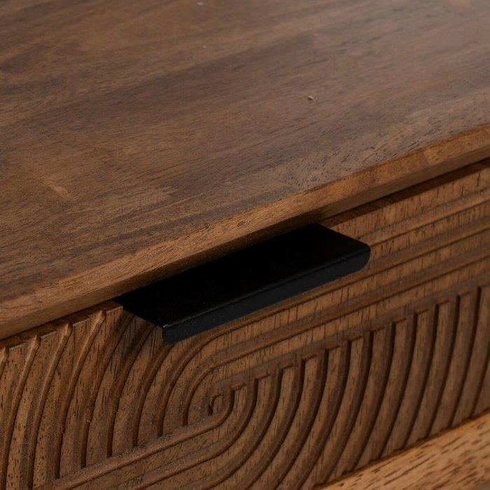 BigBuy Home Table Basse LAGOM Noir Naturel Fer Bois d'hévéa 150 x 40 x 50 cm