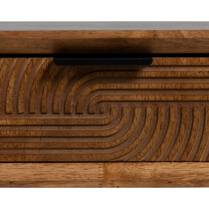 BigBuy Home Table Basse LAGOM Noir Naturel Fer Bois d'hévéa 150 x 40 x 50 cm