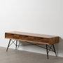 BigBuy Home Table Basse LAGOM Noir Naturel Fer Bois d'hévéa 150 x 40 x 50 cm