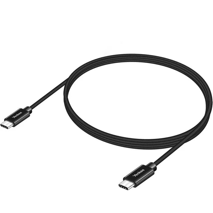 YENKEE Câble USB-C YCU C103 BK 3 mètres - Câble de charge et synchronisation jusqu'à 60W avec connecteur USB-C réversible, boîtier aluminium et tressage nylon YENKEE Câble USB-C YCU C103 BK 3 mètres - Câble de charge et synchronisation jusqu'à 60W avec connecteur USB-C réversible, boîtier aluminium et tressage nylon