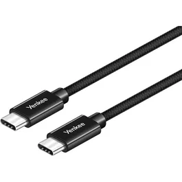 YENKEE Câble USB-C YCU C103 BK 3 mètres - Câble de charge et synchronisation jusqu'à 60W avec connecteur USB-C réversible, boîtier aluminium et tressage nylon