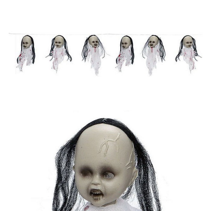 BigBuy Carnival Guirlande de têtes de bébé zombi avec lumière 120 cm