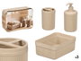 BERILO Set Distributeur de Toilettes avec Verre et Plateau Rayures Beige