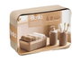 BERILO Set Distributeur de Toilettes avec Verre et Plateau Rayures Beige