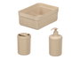 BERILO Set Distributeur de Toilettes avec Verre et Plateau Rayures Beige