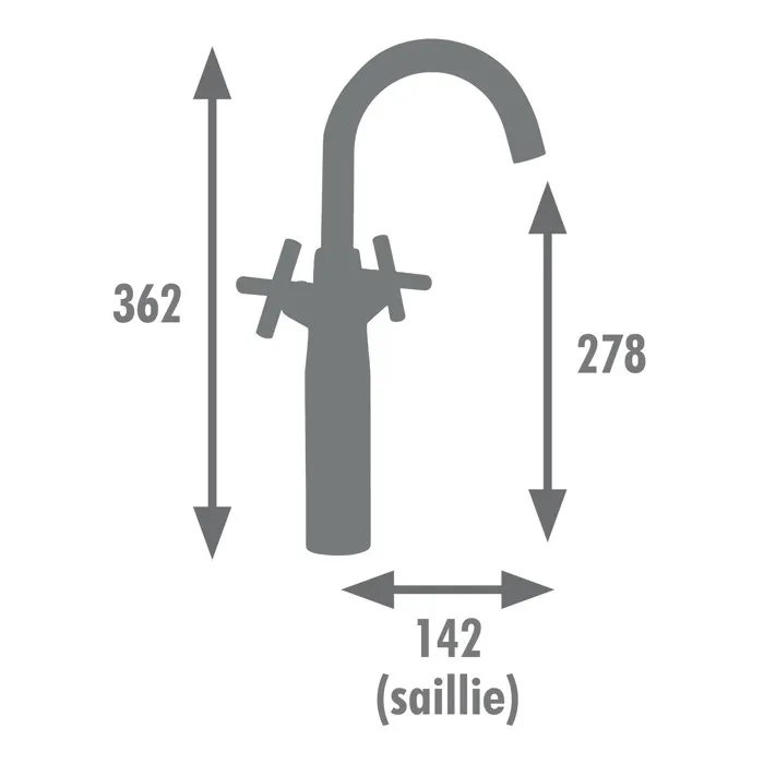Edouard Rousseau Mélangeur Lavabo Haut NANKA Noir - Bec Mobile, Réduction Débit, Têtes Céramique, Laiton - Pour Lavabo Surélevé